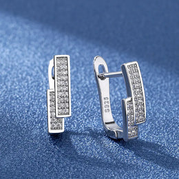 KissICON EHH073-S 925 Sterling Silver Earrings Jewelry High Quality Retro Simple Pattern Purple White Zircon Earrings Hot Sale
