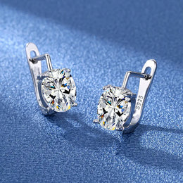KissICON EHH074-S 925 Sterling Silver Earrings Jewelry High Quality Retro Simple Pattern Purple White Zircon Earrings Hot Sale
