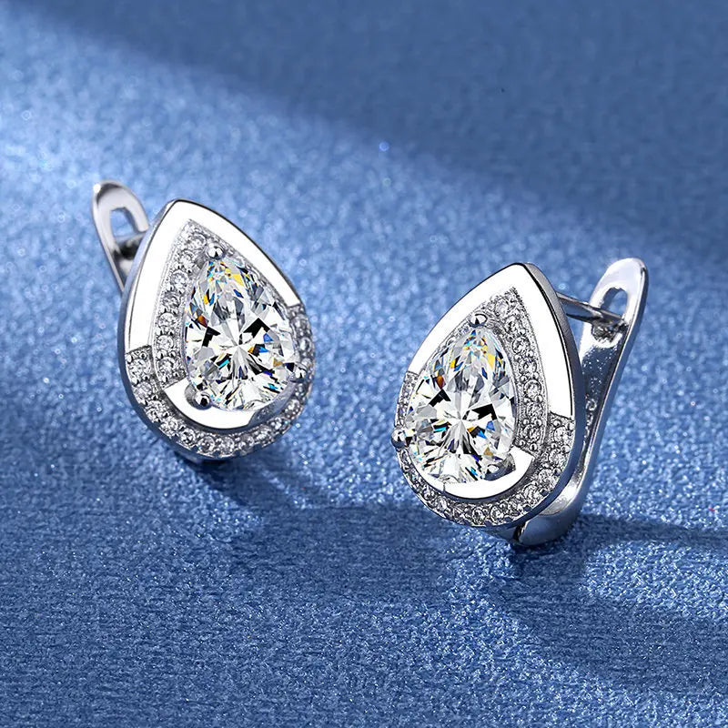 KissICON EHH075-S 925 Sterling Silver Earrings Jewelry High Quality Retro Simple Pattern Purple White Zircon Earrings Hot Sale