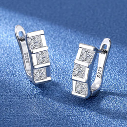 KissICON EHH077-S 925 Sterling Silver Earrings Jewelry High Quality Retro Simple Pattern Purple White Zircon Earrings Hot Sale