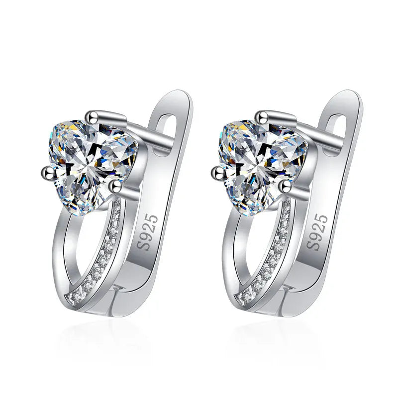 KissICON EHH078-S 925 Sterling Silver Earrings Jewelry High Quality Retro Simple Pattern Purple White Zircon Earrings Hot Sale