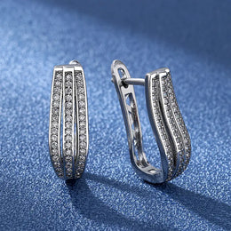 KissICON EHH079-S 925 Sterling Silver Earrings Jewelry High Quality Retro Simple Pattern Purple White Zircon Earrings Hot Sale