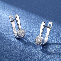KissICON EHH080-S 925 Sterling Silver Earrings Jewelry High Quality Retro Simple Pattern Purple White Zircon Earrings Hot Sale