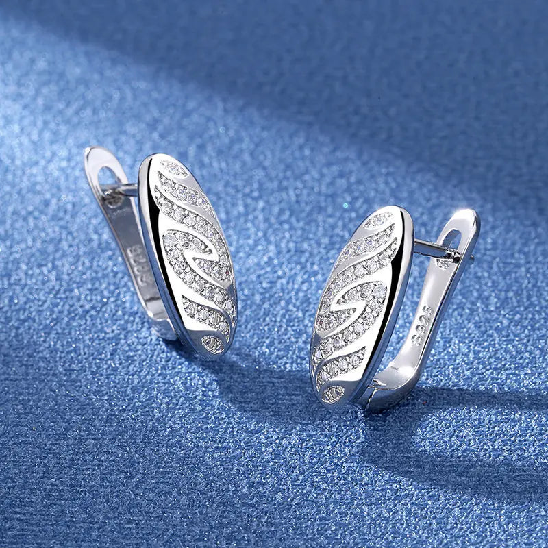 KissICON EHH081-S 925 Sterling Silver Earrings Jewelry High Quality Retro Simple Pattern Purple White Zircon Earrings Hot Sale