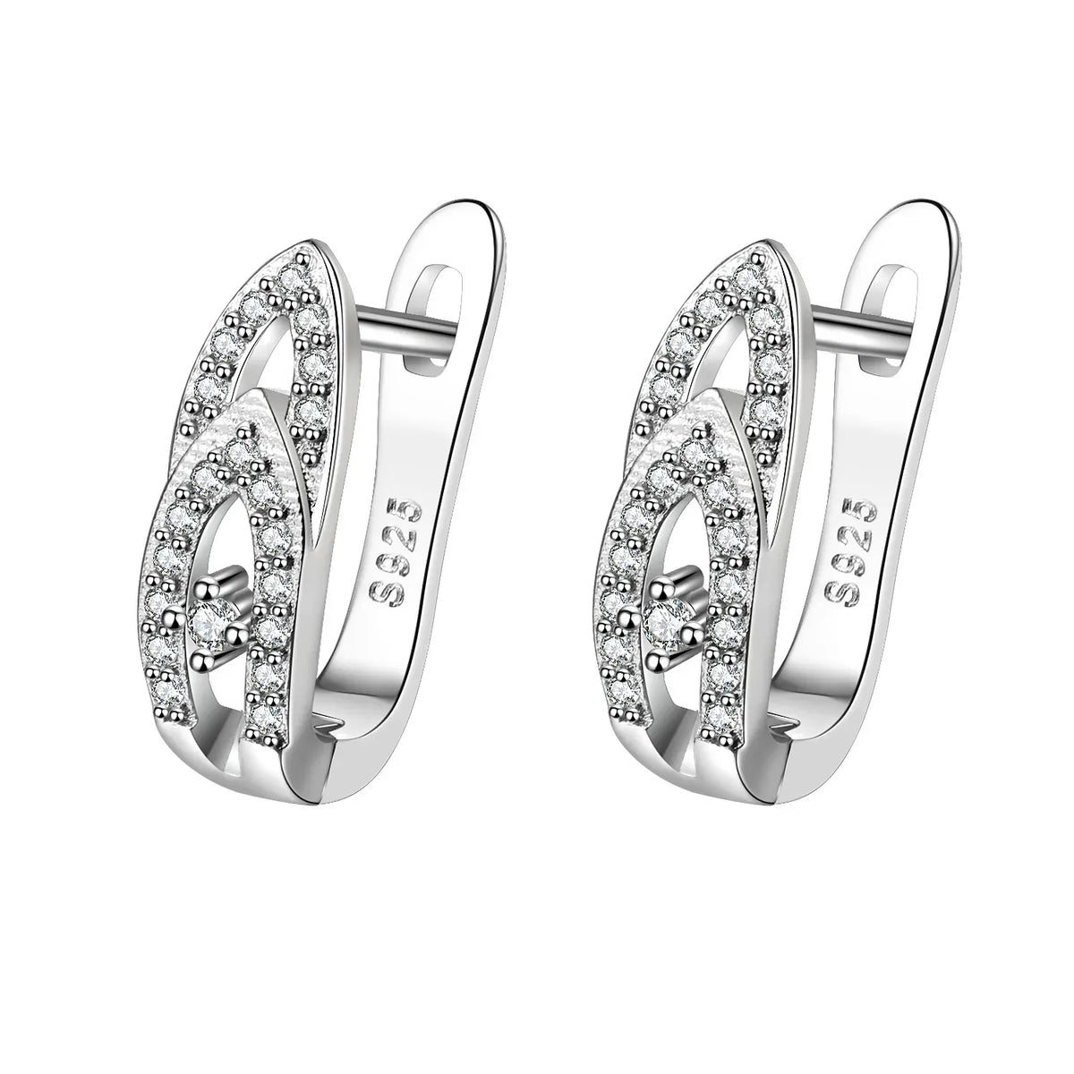 KissICON EHH082-S 925 Sterling Silver Earrings Jewelry High Quality Retro Simple Pattern Purple White Zircon Earrings Hot Sale