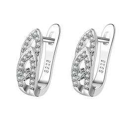 KissICON EHH082-S 925 Sterling Silver Earrings Jewelry High Quality Retro Simple Pattern Purple White Zircon Earrings Hot Sale