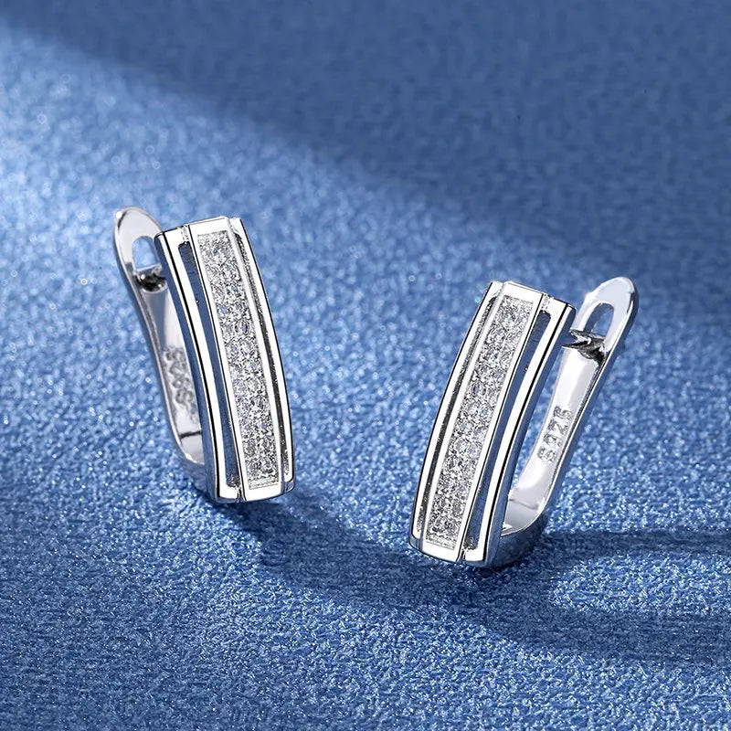KissICON EHH083-S 925 Sterling Silver Earrings Jewelry High Quality Retro Simple Pattern Purple White Zircon Earrings Hot Sale