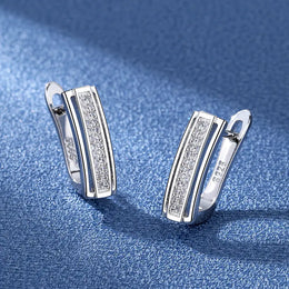 KissICON EHH083-S 925 Sterling Silver Earrings Jewelry High Quality Retro Simple Pattern Purple White Zircon Earrings Hot Sale