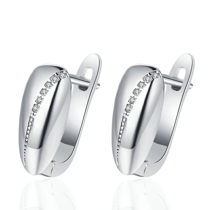 KissICON EHH091-S 925 Sterling Silver Earrings Jewelry High Quality Retro Simple Pattern Purple White Zircon Earrings Hot Sale