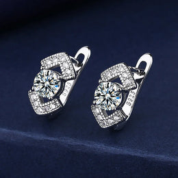 KissICON EHH101-S 925 Sterling Silver Earrings Jewelry High Quality Retro Simple Pattern Purple White Zircon Earrings Hot Sale