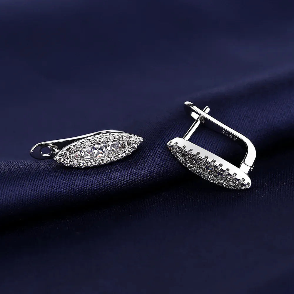 KissICON EHH114-S 925 Sterling Silver Earrings Jewelry High Quality Retro Simple Pattern Purple White Zircon Earrings Hot Sale