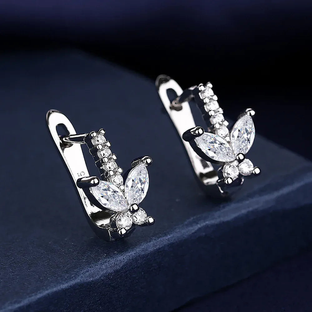 KissICON EHH115 925 Sterling Silver Earrings Jewelry High Quality Retro Simple Pattern Purple White Zircon Earrings Hot Sale