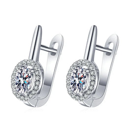 KissICON EHH119-S 925 Sterling Silver Earrings Jewelry High Quality Retro Simple Pattern Purple White Zircon Earrings Hot Sale