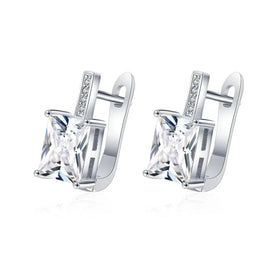 KissICON EHH121-S 925 Sterling Silver Earrings Jewelry High Quality Retro Simple Pattern Purple White Zircon Earrings Hot Sale