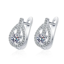 KissICON EHH122-S 925 Sterling Silver Earrings Jewelry High Quality Retro Simple Pattern Purple White Zircon Earrings Hot Sale