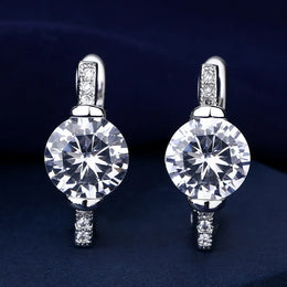 KissICON EHH127 925 Sterling Silver Earrings Jewelry High Quality Retro Simple Pattern Purple White Zircon Earrings Hot Sale
