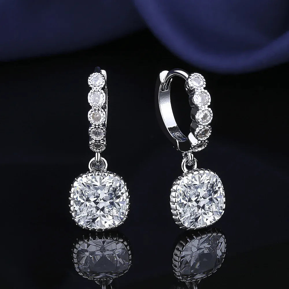 KissICON EHH143 925 Sterling Silver Earrings Jewelry High Quality Retro Simple Pattern Purple White Zircon Earrings Hot Sale