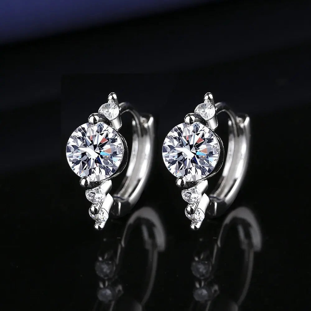 KissICON EHH146 925 Sterling Silver Earrings Jewelry High Quality Retro Simple Pattern Purple White Zircon Earrings Hot Sale