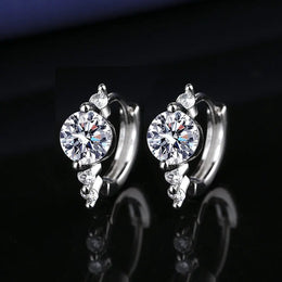 KissICON EHH146 925 Sterling Silver Earrings Jewelry High Quality Retro Simple Pattern Purple White Zircon Earrings Hot Sale