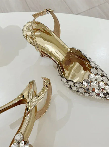 Dropshipman Eilyken Sexy Pointed Toe Women Pumps Elegant Crystal PVC Transparent Thin High Heels Slingback Party Prom Female Shoes