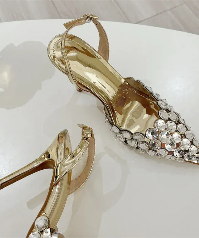 Dropshipman Eilyken Sexy Pointed Toe Women Pumps Elegant Crystal PVC Transparent Thin High Heels Slingback Party Prom Female Shoes
