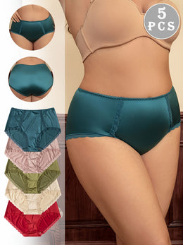 KissICON Elegant 5pack Satin Highwaist Panties Lace