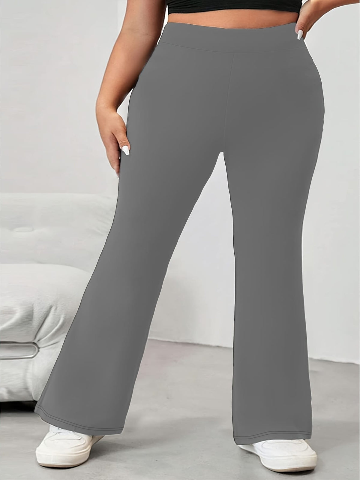 jkthpu-45 Elegant and Comfortable High-Waist Straight-Leg Pants for Women
