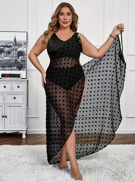 KissICON Elegant Black Chiffon Semisheer Swim Coverup