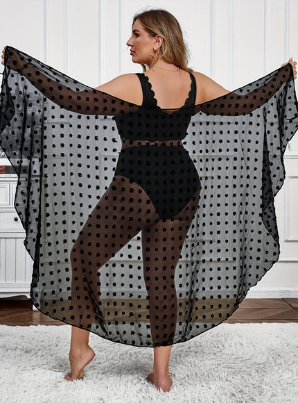 KissICON Elegant Black Chiffon Semisheer Swim Coverup
