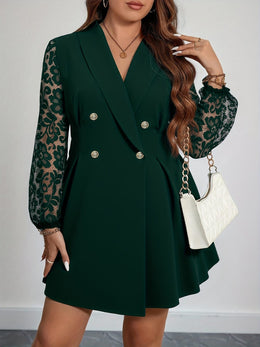 KissICON Elegant Black Curve Lace Trimmed V-Neck Dress