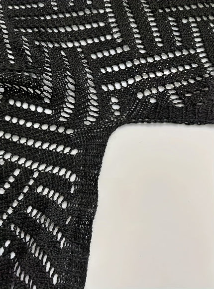 KissICON Elegant Black Lace Fringe Long Sleeve Beach Dress
