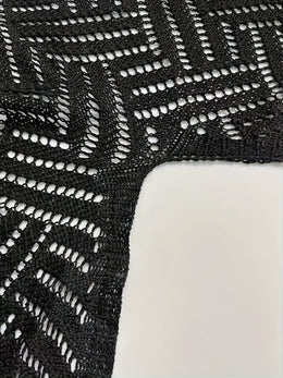 KissICON Elegant Black Lace Fringe Long Sleeve Beach Dress