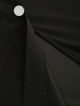 jkthpu-45 Elegant Black Plus Size Pencil Skirt 5 Buttons Machine Washable