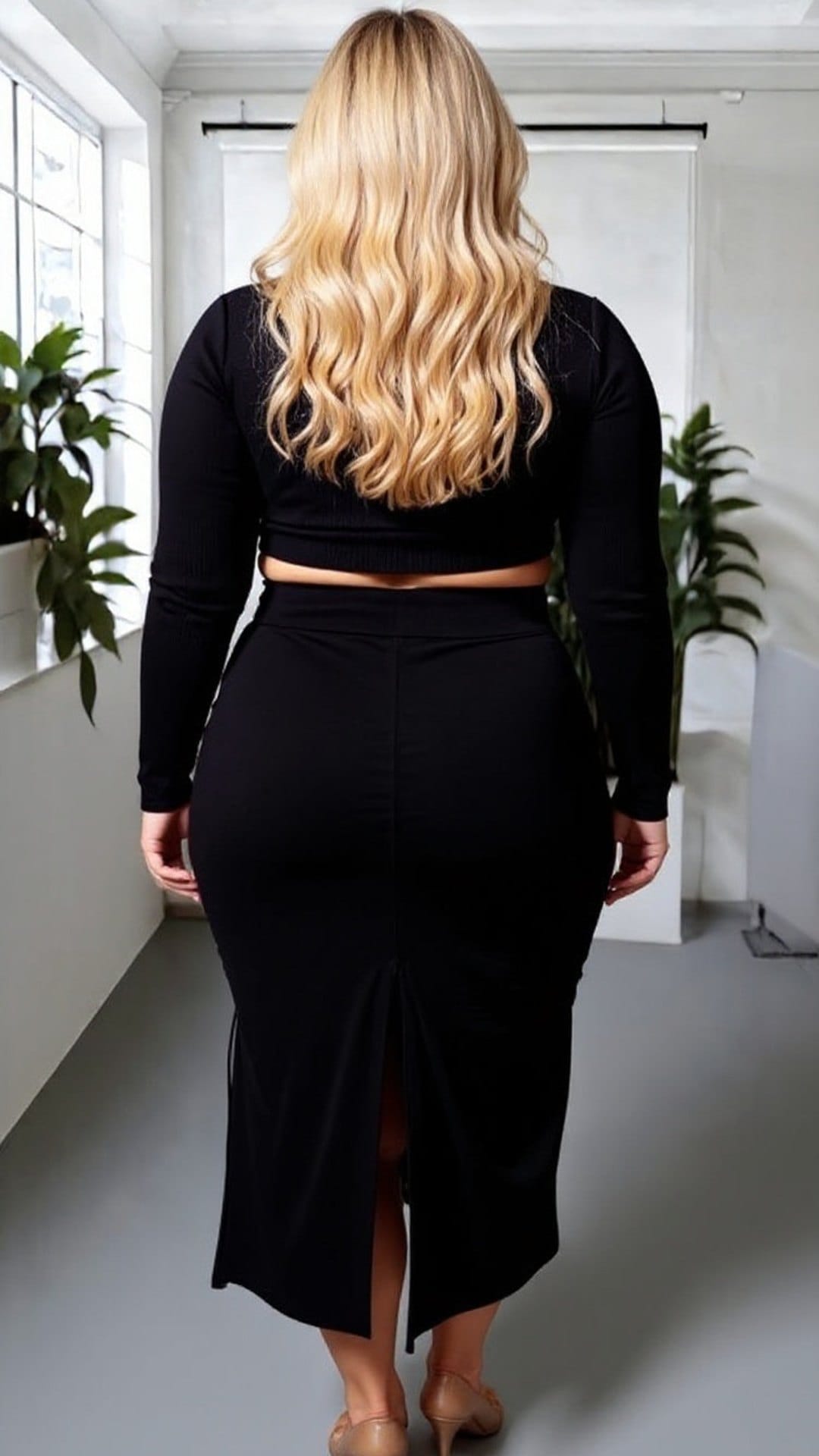 KissICON Elegant Black Ruched Midi Skirt with Adjustable Drawstring Split