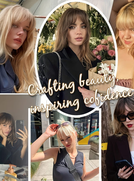 KissICON 💋 Elegant Clip-In Bangs Blonde Hairpieces - 360°