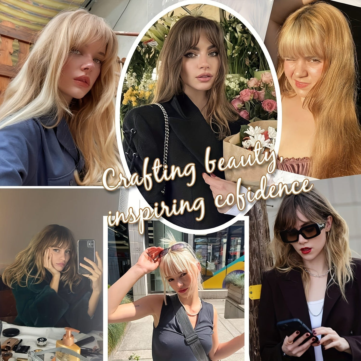 KissICON 💋 Elegant Clip-In Bangs Blonde Hairpieces - 360°