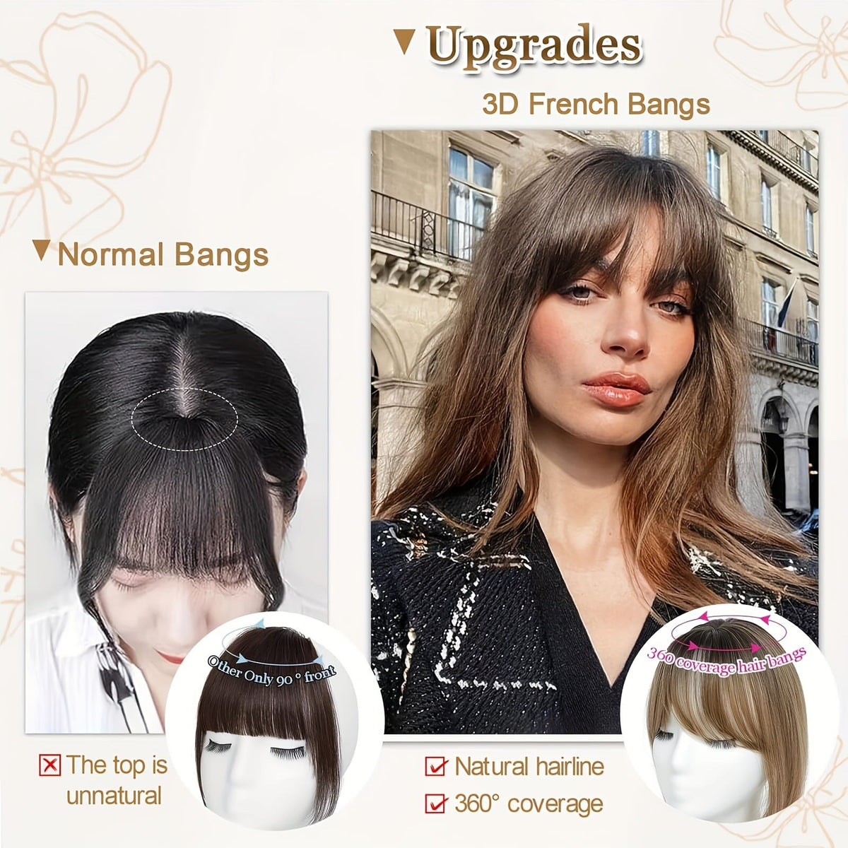 KissICON 💋 Elegant Clip-In Bangs Blonde Hairpieces - 360°