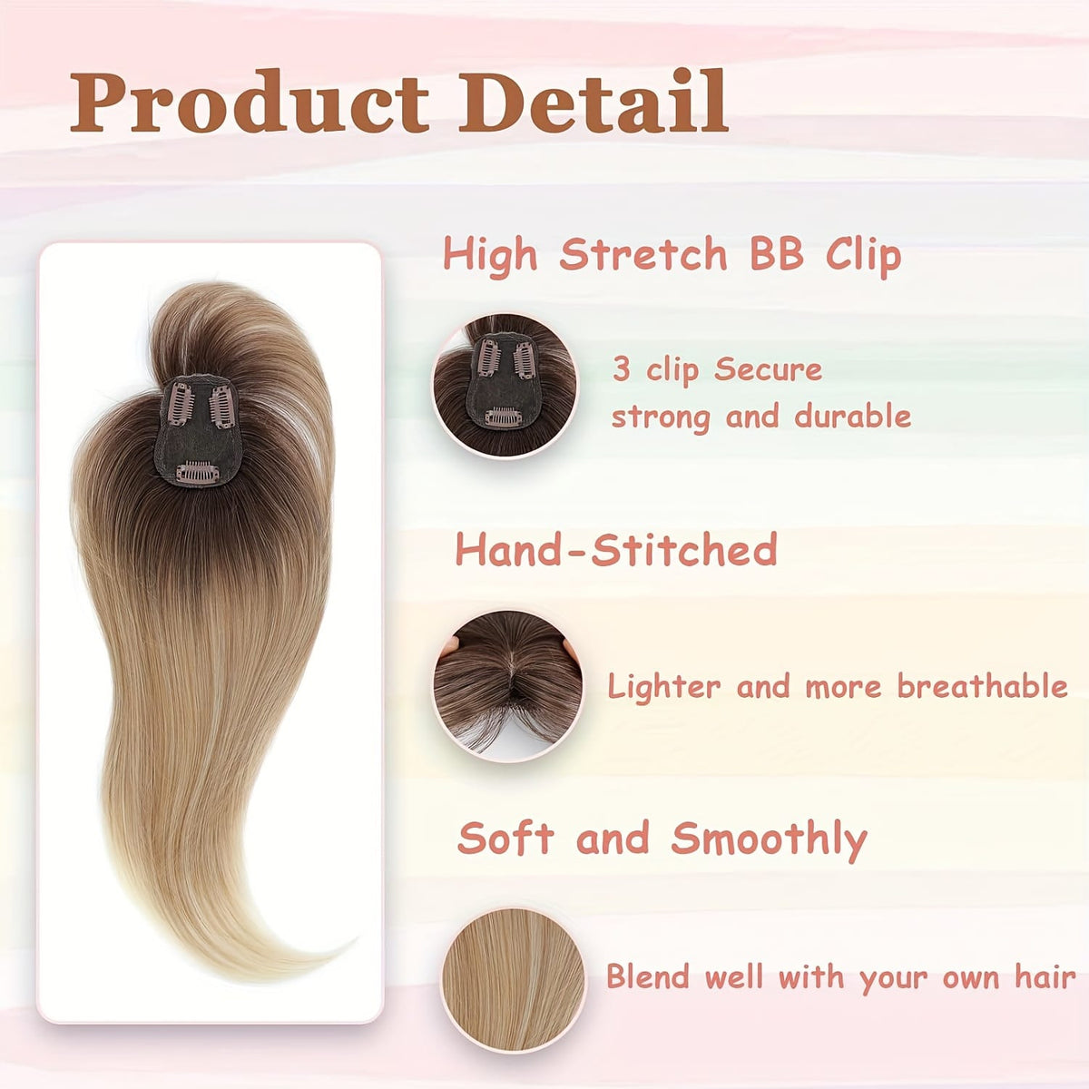 KissICON 💋 Elegant Clip-In Bangs Blonde Hairpieces - 360°