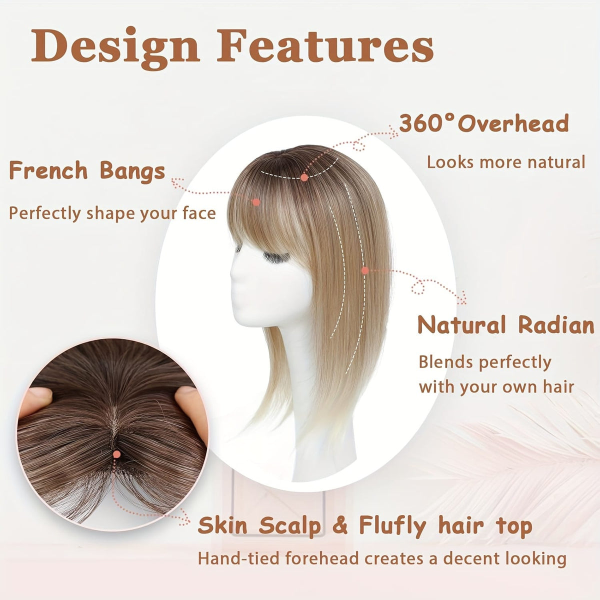 KissICON 💋 Elegant Clip-In Bangs Blonde Hairpieces - 360°