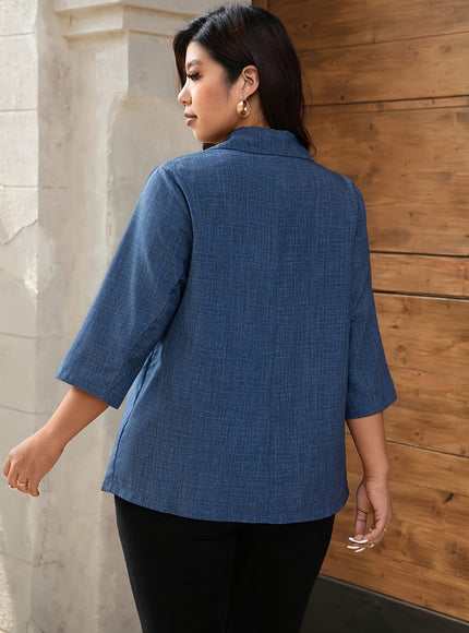 KissICON Elegant Curve 34 Sleeve Blue Blazer