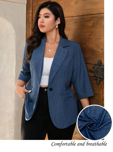 KissICON Elegant Curve 34 Sleeve Blue Blazer