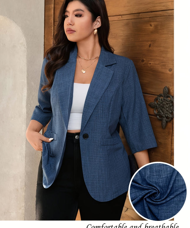 KissICON Elegant Curve 34 Sleeve Blue Blazer