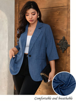 KissICON Elegant Curve 34 Sleeve Blue Blazer