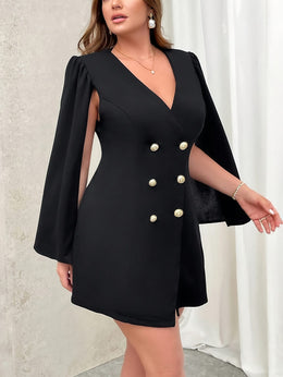 KissICON Elegant Curve Autumnwinter V-Neck Fitted Work Dress