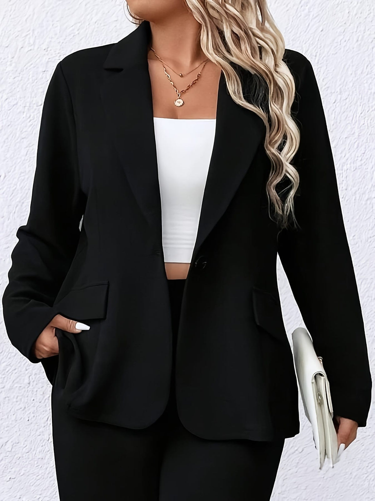 KissICON Elegant Curve Beige Blazer – Classic Workwear All