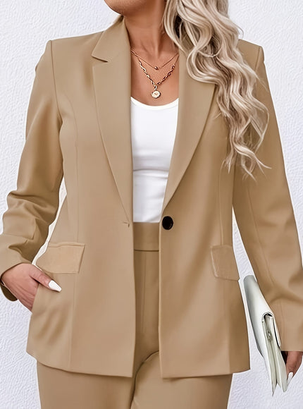 KissICON Elegant Curve Beige Blazer – Classic Workwear All