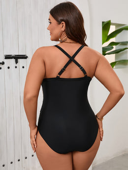 KissICON Elegant Curve Black Gold Strapless Swimsuit
