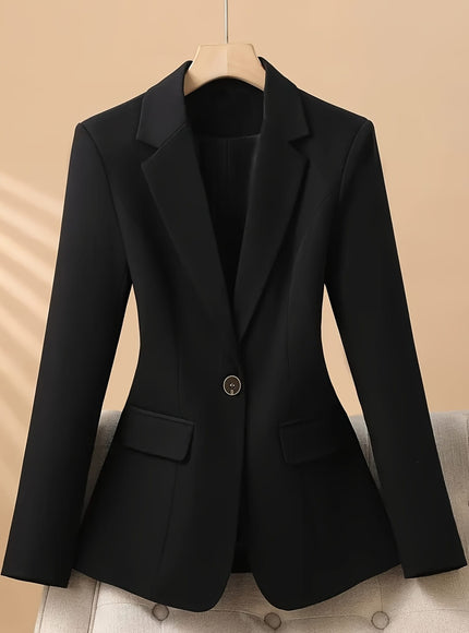 KissICON Elegant Curve Blazer – Chic Solid Notch