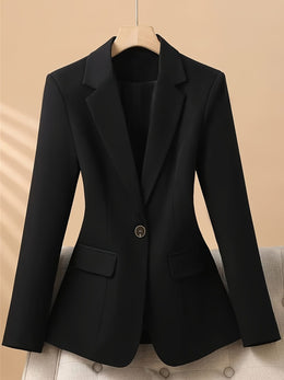 KissICON Elegant Curve Blazer – Chic Solid Notch