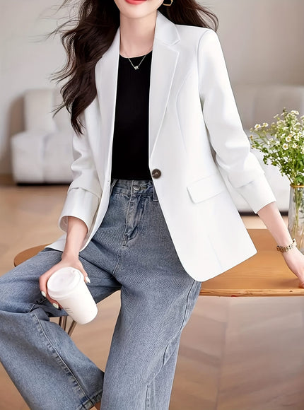 KissICON Elegant Curve Blazer – Chic Solid Notch